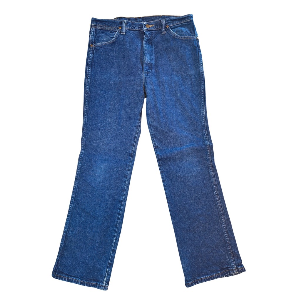 Wrangler Regular Fit Straight Leg Dark Wash Blue Denim Jeans Size 34x30